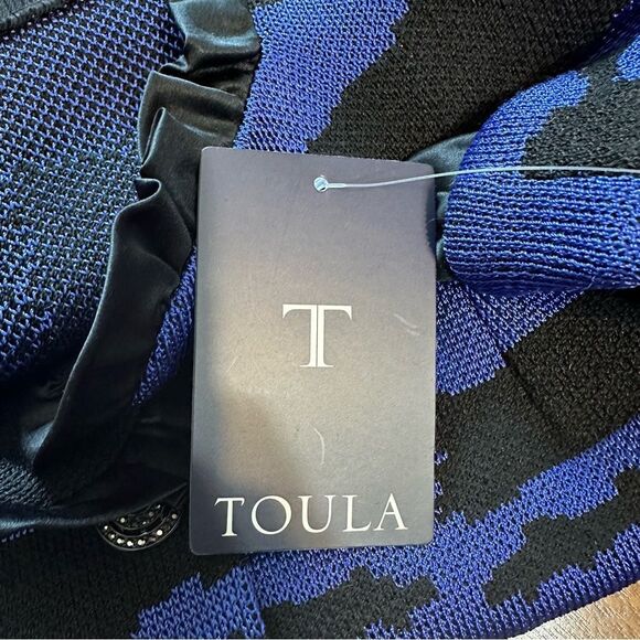 Toula Blue and Black Knit Jacket with Ruffles Sz 6 NWT - Picture 12 of 14